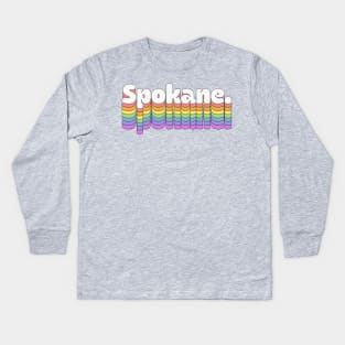 Spokane \\// Retro Typography Design Kids Long Sleeve T-Shirt